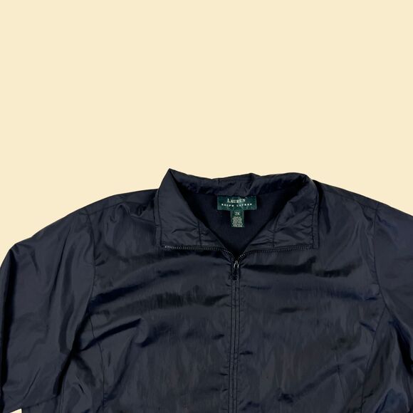 90s/Y2K black windbreaker by Lauren Ralph Lauren, size 2X zip up windbreaker - Picture 8 of 10